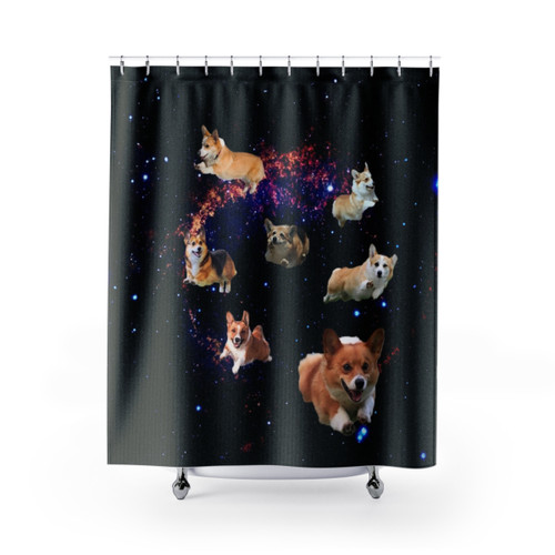 Space Corgis Shower Curtains - Trippy Doge Meme Design