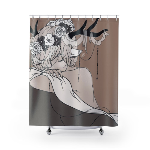 Sleepy Forest Spirit Shower Curtains with Deer Motif