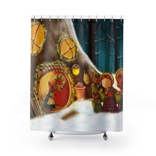 Christmas Caroling Mice Shower Curtains - Bring Holiday Cheer to Your Bathroom