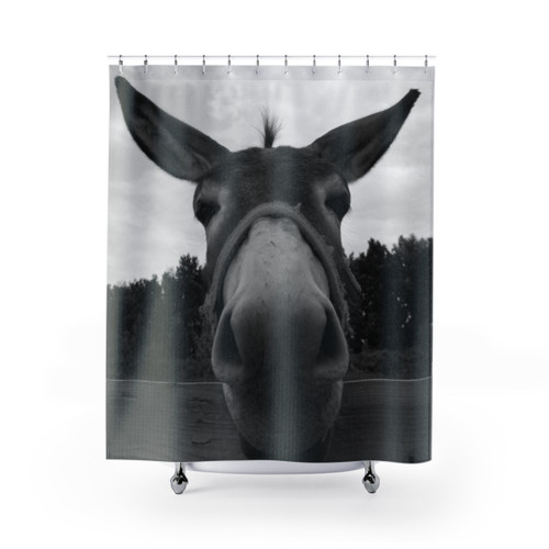 Donkey Grey Shower Curtains with Cute Animal Design