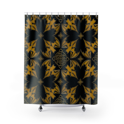Chillingham Medieval Castle Haunted Shower Curtain with Bats and Celtic Design