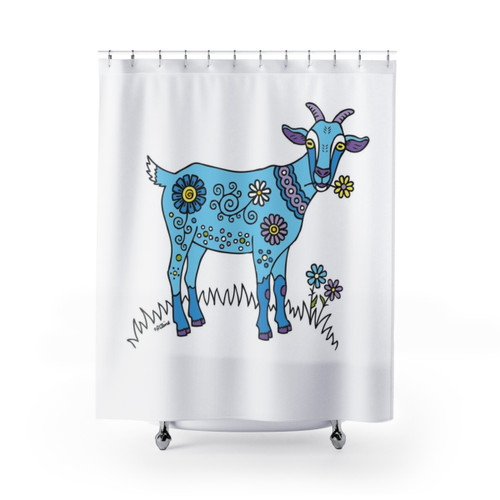 Blue Goat Shower Curtains