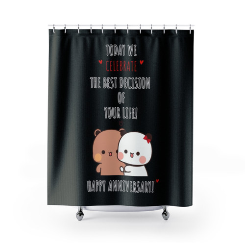 Cartoon Couple Shower Curtains Featuring DuDu Bear and BuBu Panda