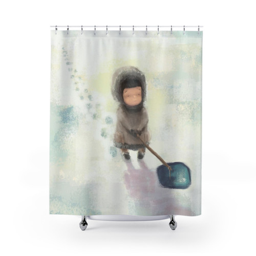 Patience Eskimo Shower Curtains with Illustrated Arctic Scene
