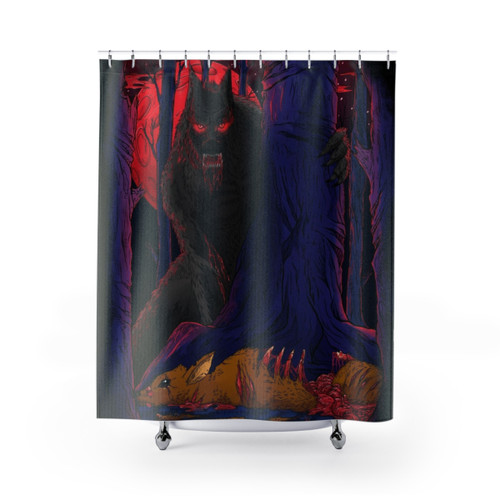 Werewolf Shower Curtains with Blood Moon Design