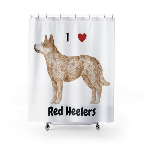 Red Cattle Dog Illustration Shower Curtains
