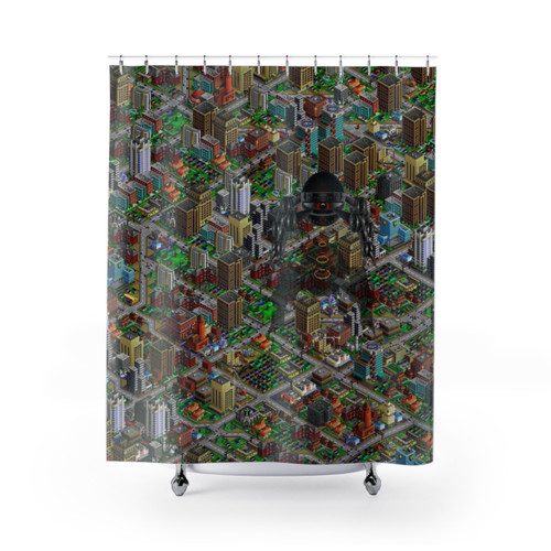 Retro SimCity 2000 Pixel Art Shower Curtain