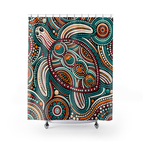 Aboriginal Turtle Art Shower Curtains