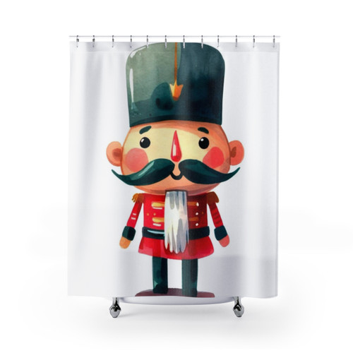 Bald Nutcracker Christmas Watercolor Painting Shower Curtains