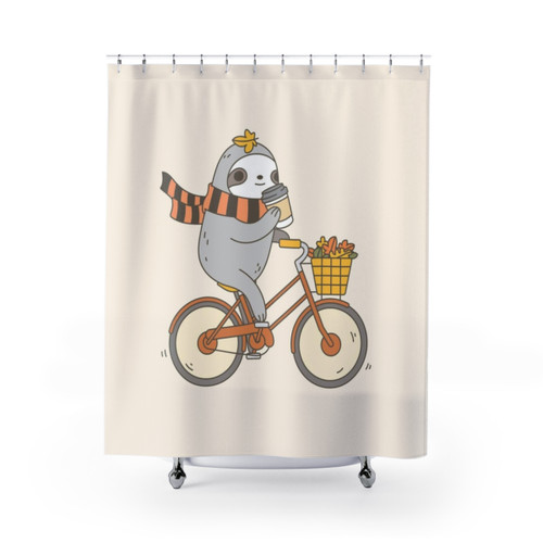Fall Biking Sloth Shower Curtain