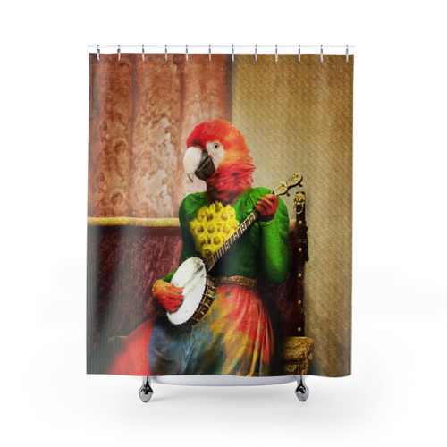 Vintage Banjo Birdy Shower Curtains - Whimsical Avian Musical Art