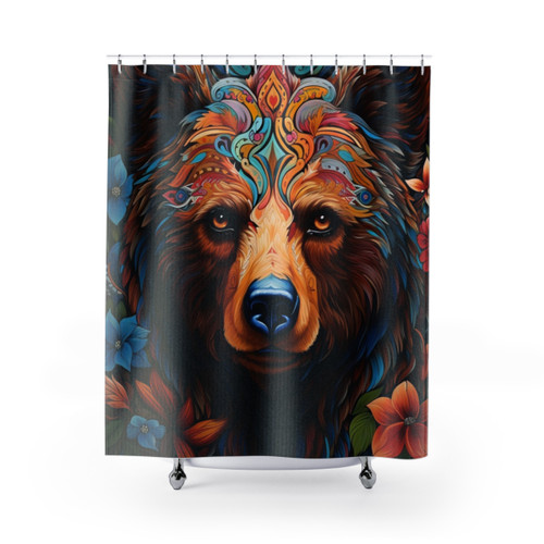 Cute Artistic Bear Shower Curtain