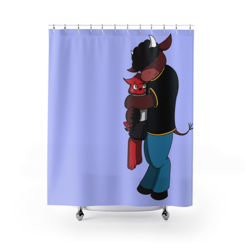 Bison and Wildcat Hug Shower Curtains
