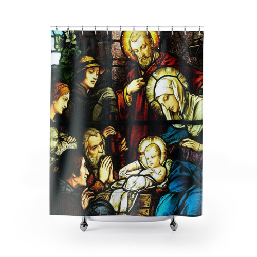 Nativity Scene Shower Curtains - Vibrant Religious Design