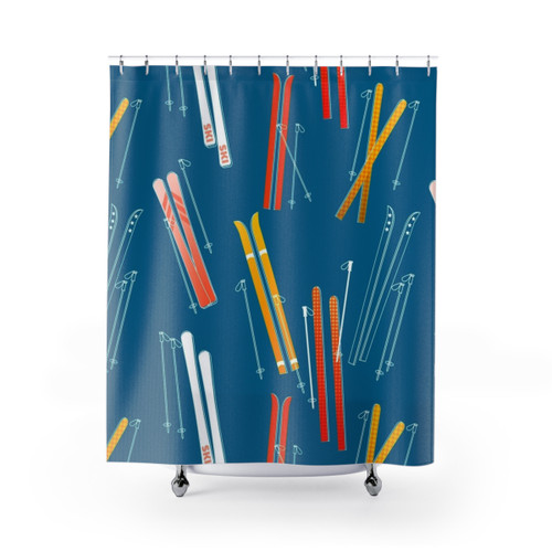 Colorful ski pattern shower curtain