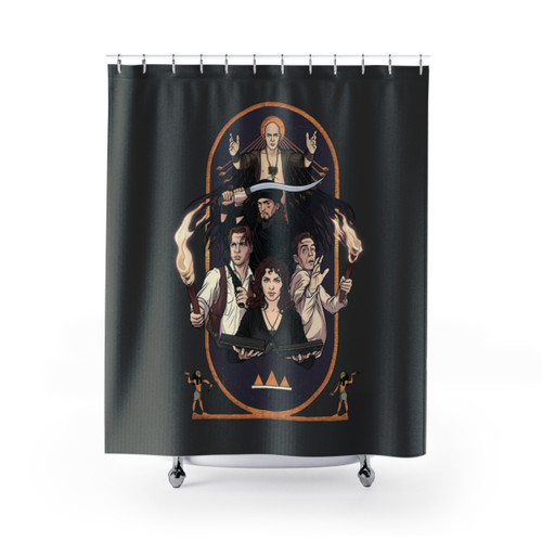 The Mummy inspired shower curtain with movie-themed design