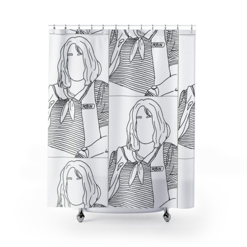 Stranger Things Robin Buckley Black and White Shower Curtain