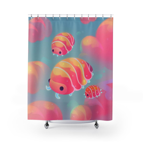 Cute cloud isopod sunset shower curtain