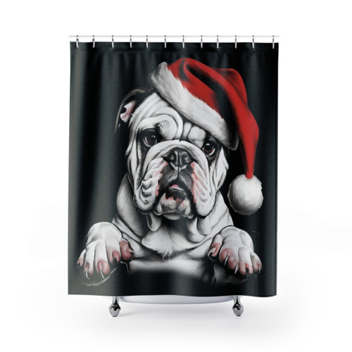 Cute Bulldog Christmas Shower Curtains
