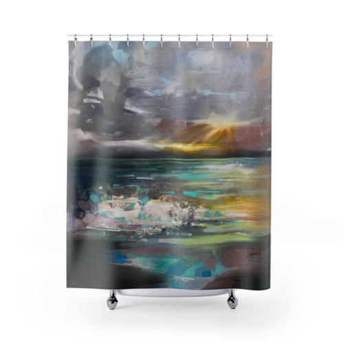 Colorful abstract Scottish shower curtain design