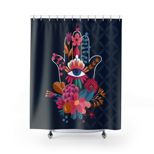 Hamsa Hand Shower Curtain - Boho Chic Bathroom Decor