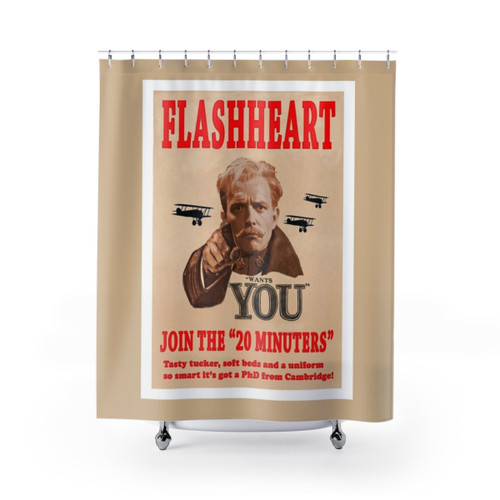 Blackadder Flashheart Wants You Funny Shower Curtain