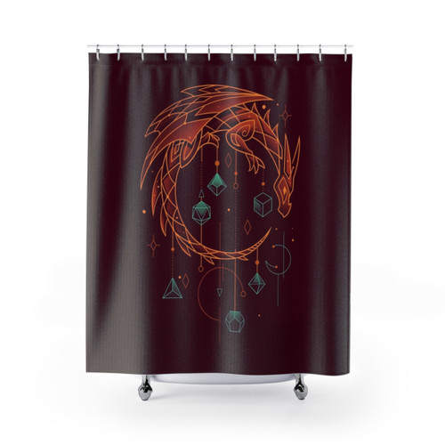 Draconic Dice Keeper Shower Curtain for Roleplayers and Gamers