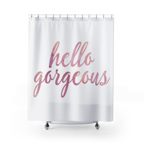 Pink Watercolor Shower Curtains with Glamorous Quote