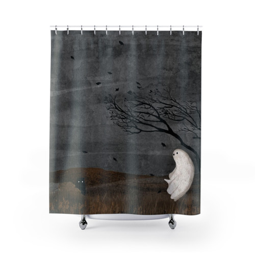 Windy Moor Shower Curtain with Rustic Nature Landscape