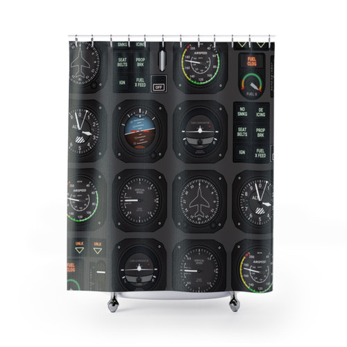 Pilot Flight Instruments Shower Curtains