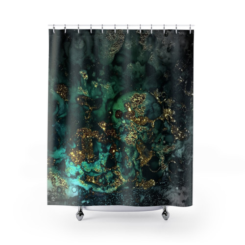 Gold Indigo Marble Shower Curtain
