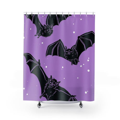 Batty in Violet Shower Curtain for Gothic Decor