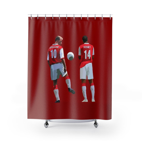 Arsenal Legends Dennis Bergkamp and Thierry Henry Shower Curtains