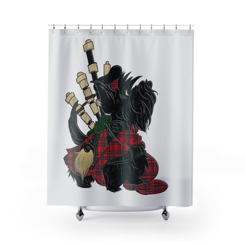 Scottie Piper Shower Curtains featuring a cute Scottish Terrier design