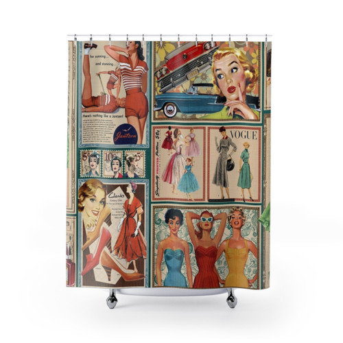 Retro 1950s Fashion Shower Curtain