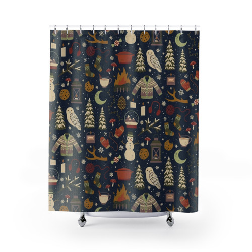 Winter Nights Shower Curtains - Festive Holiday Patterns