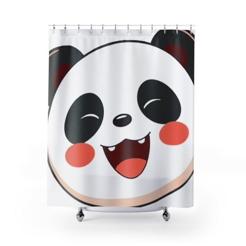 Blissful Panda Head Shower Curtain