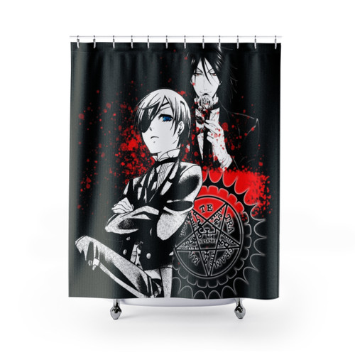 Black Butler Kuroshitsuji Trash Polka Shower Curtains