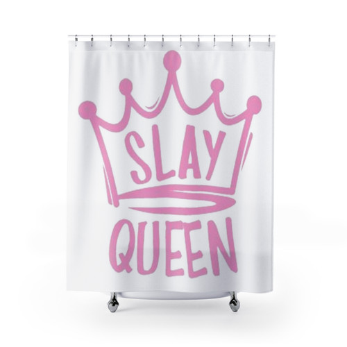 Slay Queen Shower Curtains with Tiara and Crown Design