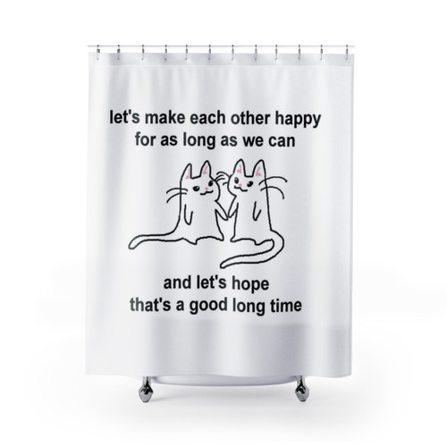 Whimsical Cat Pixel Art Shower Curtains