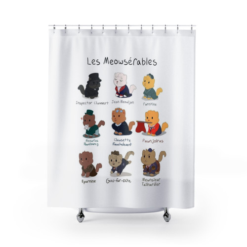 Les Meowserables Cat Pun Shower Curtain
