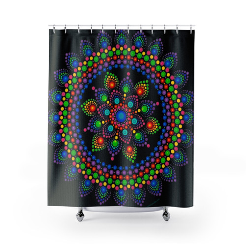 Trippy Dot Mandala Shower Curtain