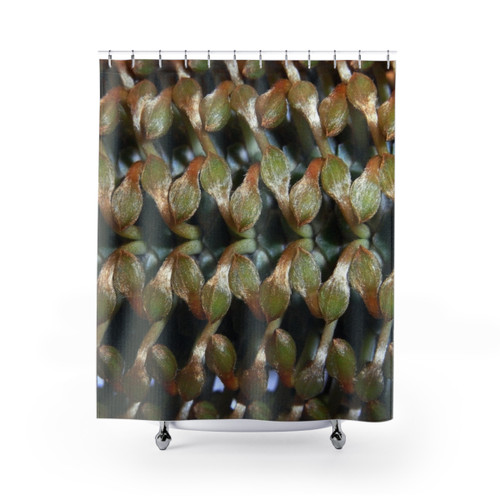 Banksia Bud Shower Curtains - Vibrant Australian Nature Pattern