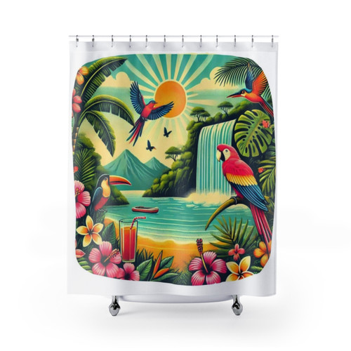 Tropical Jungle Themed Shower Curtain