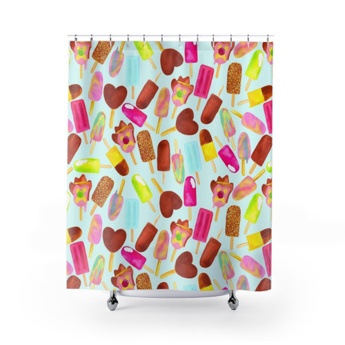Aussie Ice Creams Blue Shower Curtains