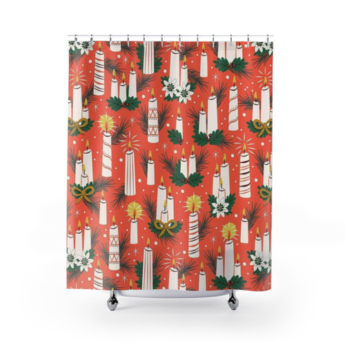 Vintage Christmas Candles Shower Curtain