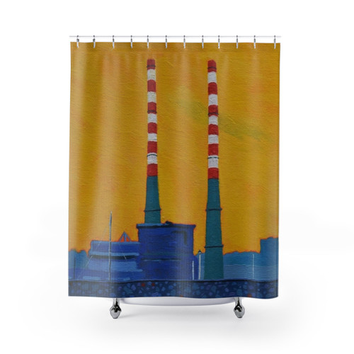 The Poolbeg Chimneys Dublin Ireland Shower Curtain