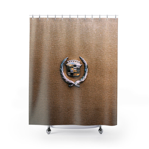 Cadillac-themed shower curtains for a stylish car-lover's bathroom