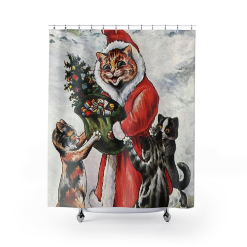 Louis Wain Christmas Cat Shower Curtains