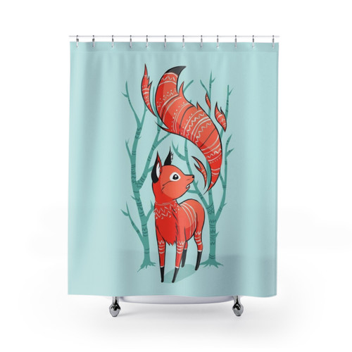 Whimsical Winter Fox Shower Curtains